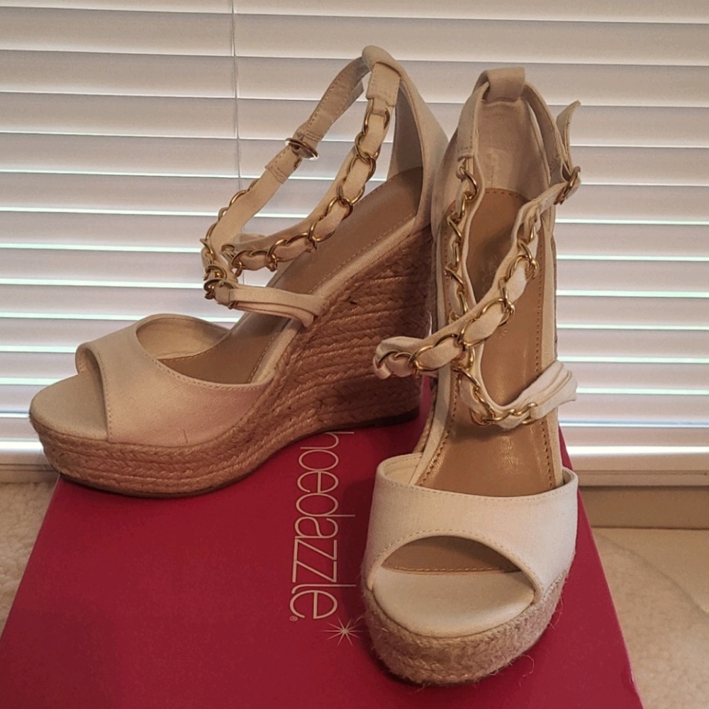 White Espadrille wedges from Shoedazzle